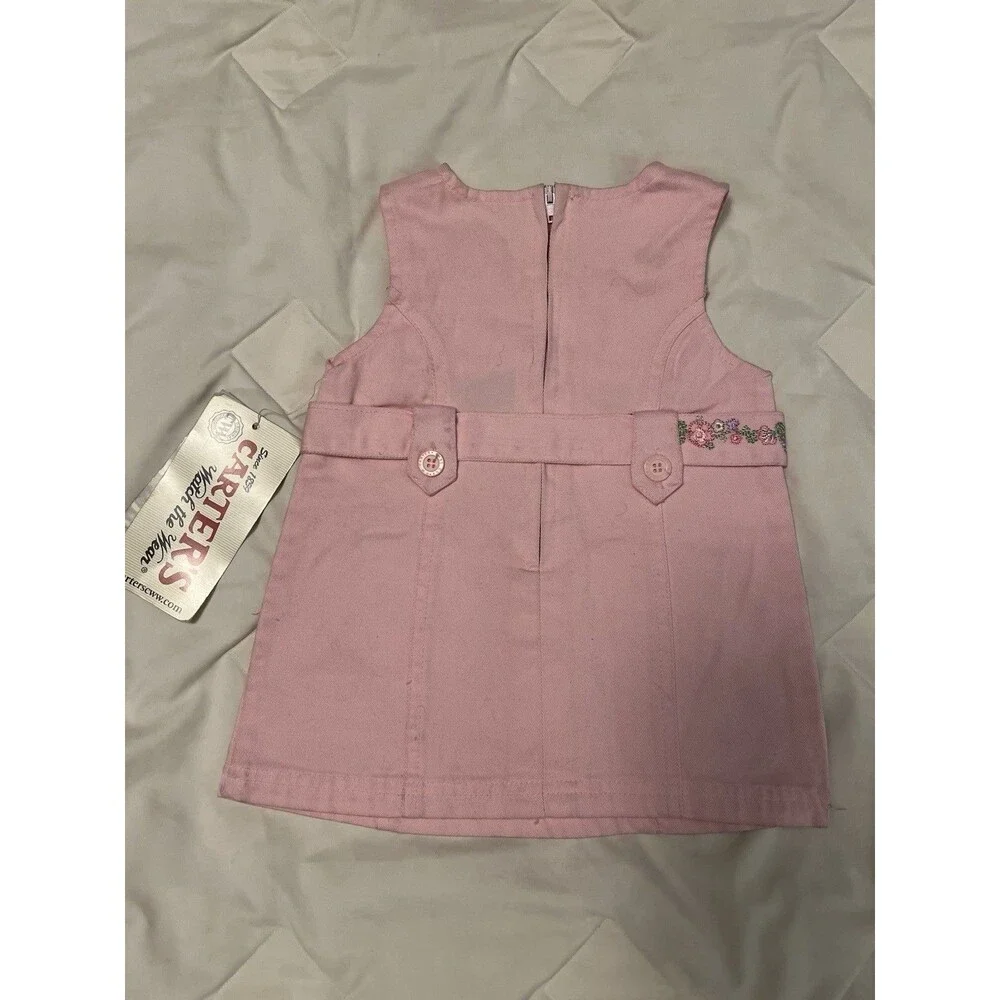 NWT Vintage Carter’s Baby Girl Pink Flower Dress Size 3-6 Months
